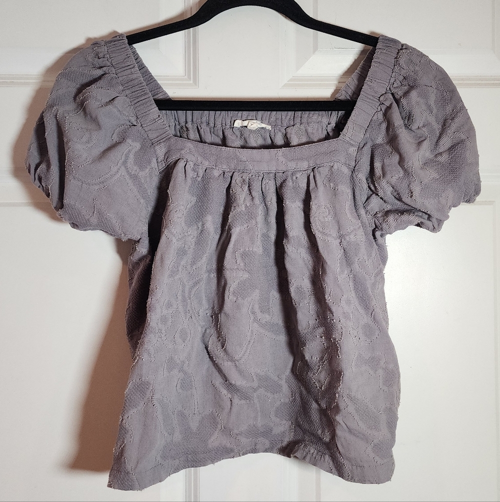 Splendid Women's Square-Neck Puff Sleeve Top - Purple Gray XS